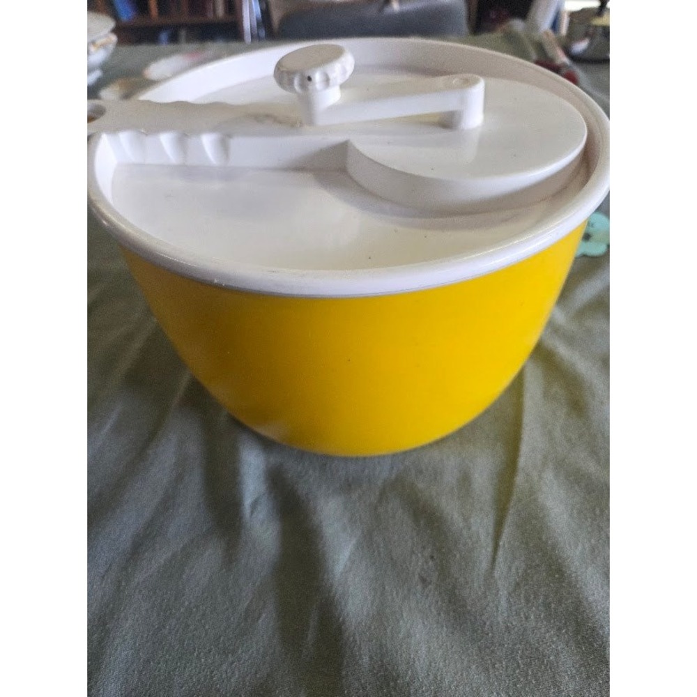 Vintage Copco Salad Spinner Yellow Plastic Hand Crank Kitchen Tool